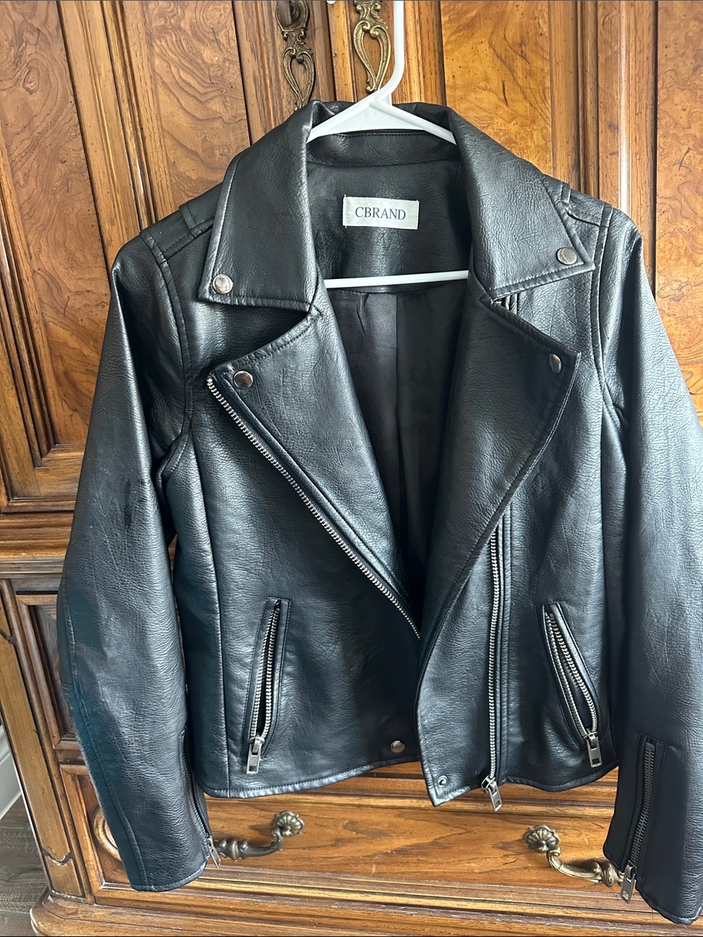 CBrand Women's Black Faux Leather Moto Jacket
